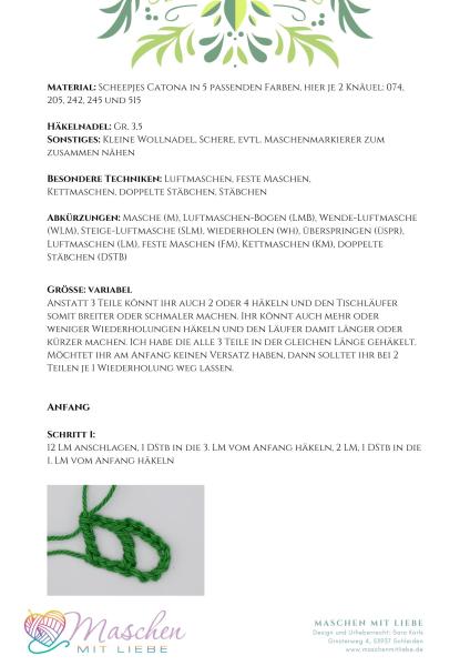 Häkelanleitung Tischläufer Green Waves